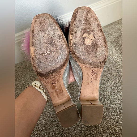 GUC Loeffler Randall Pom Pom Block Heel Mules Sz 7.5 - Picture 12 of 13